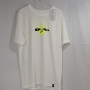 Nike White Tee with Neon Yellow NBA Spurs Design